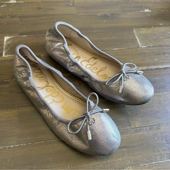 Sam Edelman Felicia Ballet Flats Gunmetal Shimmer - Picture 1 of 9